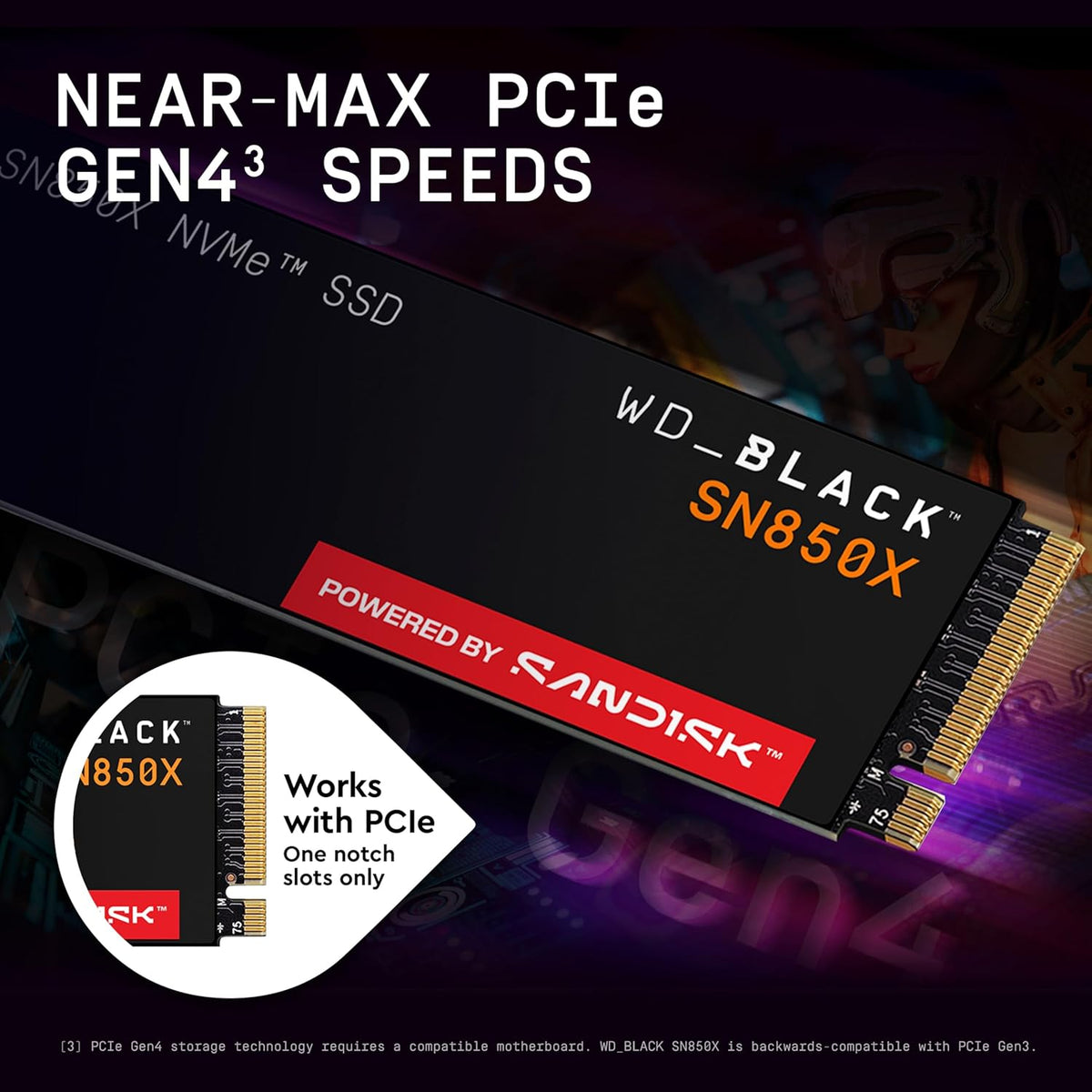 WD_BLACK SN850X 1To M.2 2280 PCIe Gen4 NVMe SSD pour le gaming jusqu'à 7300 Mo/s