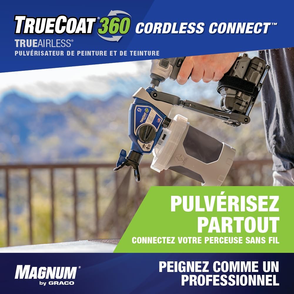 Magnum by Graco 26D361 TrueCoat 360 Cordless Connect, Pistolet à Peinture airless portatif sans Fil, pulvérisateur-perceuse, Utilisation Domestique, Petits travaux de Peinture (Pression Max. 138 Bar)